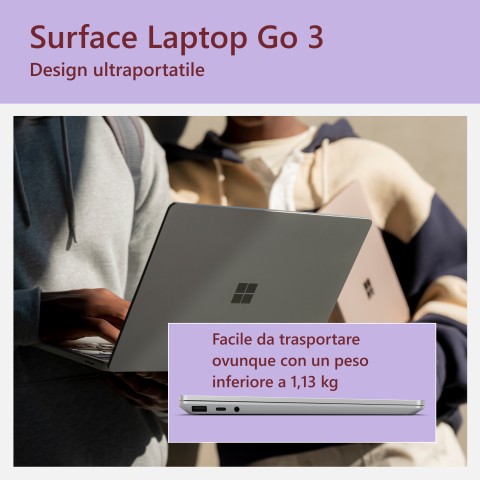 Microsoft Surface Laptop Go 3 (12,45" Intel Core i5, 16 GB RAM, 256 GB SSD - Platino, Windows 11)