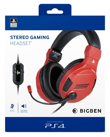 Bigben Interactive PS4OFHEADSETV3R cuffia e auricolare Cablato A Padiglione Gaming Rosso