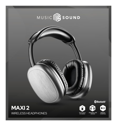 Music Sound Maxi2 Cuffie around-ear Maxi2 Bluetooth 5.0 : cuffie around-the-ear dal design moderno e colorato, che garantiscono un suono potente e bilanciato e un alto comfort d'utilizzo