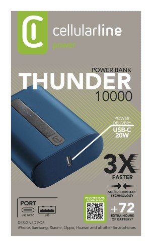 Cellularline Power Bank THUNDER 10000 Caricabatterie portatile extra compatto
