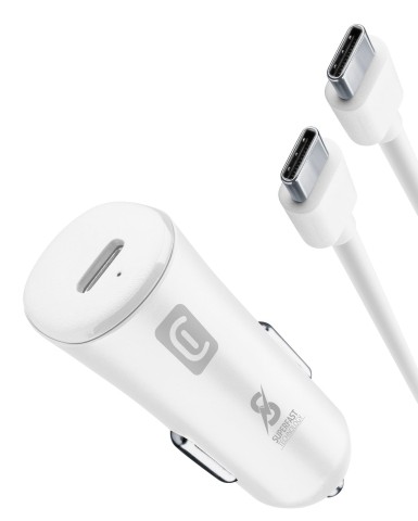Cellularline Super Fast Car Power Kit 25W - USB-C to USB-C - Samsung Caricabatterie da auto USB-C Super Fast Charge 25W con cavo USB-C to USB-C