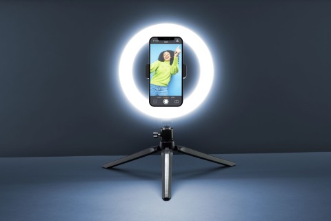 Tech Pop Selfie Ring - Universale Treppiede con anello led luminoso per riprese video e selfie