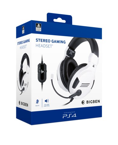 BIG BEN PS4OFHEADSETV3WHITE cuffia e auricolare Cablato A Padiglione Gaming Nero, Bianco