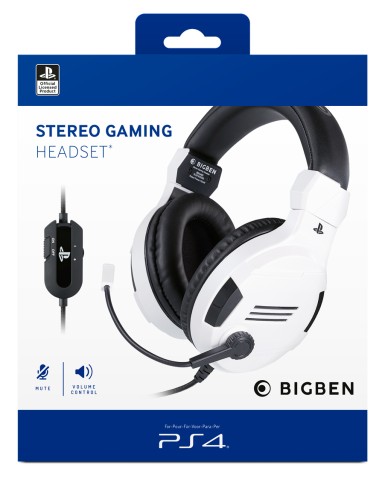 BIG BEN PS4OFHEADSETV3WHITE cuffia e auricolare Cablato A Padiglione Gaming Nero, Bianco