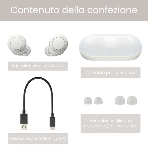 Sony Auricolari WF-C500 True Wireless - Fino a 20 ore di durata della batteria con custodia di ricarica - Compatibile con l'Assistente Vocale - Microfono integrato per le telefonate - Connessione Bluetooth affidabile - Bianco