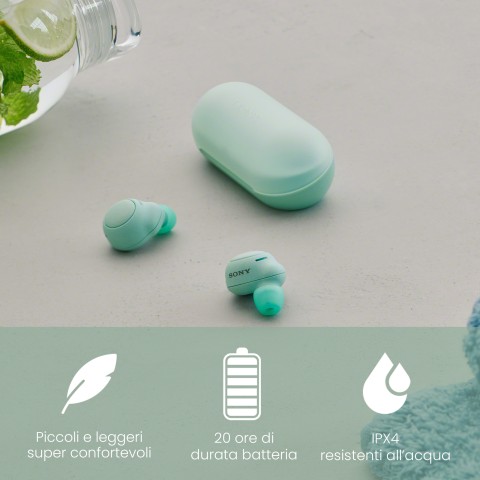 Sony Auricolari WF-C500 True Wireless - Fino a 20 ore di durata della batteria con custodia di ricarica - Compatibile con l'Assistente Vocale - Microfono integrato per le telefonate - Connessione Bluetooth affidabile - Verde