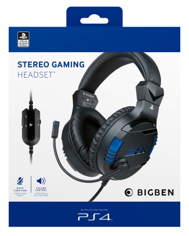 Bigben Interactive PS4OFHEADSETV3 cuffia e auricolare Cablato A Padiglione Gaming Nero, Blu