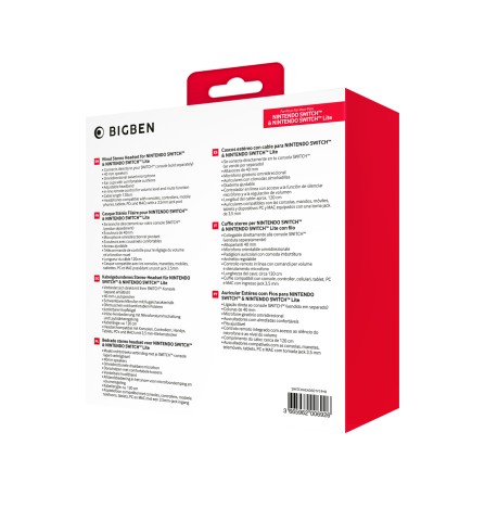 Bigben Connected SWITCHHEADSETV1R+B cuffia e auricolare Cablato A Padiglione Gaming Blu, Rosso