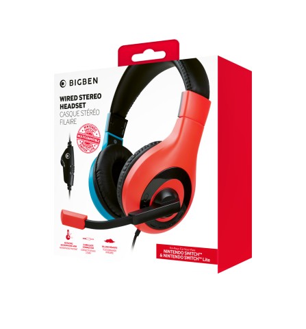 Bigben Connected SWITCHHEADSETV1R+B cuffia e auricolare Cablato A Padiglione Gaming Blu, Rosso