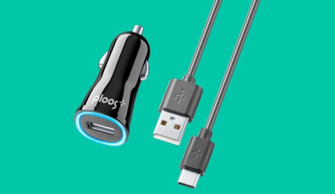 PLOOS - USB CAR KIT ADAPTER 2A - USB-C Caricabatterie da auto 2A con cavo USB Type-C