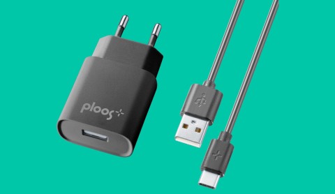 PLOOS - USB KIT ADAPTER 2A - USB-C Caricabatterie da rete 2A con cavo USB Type-C