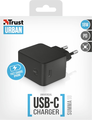 Trust Summa18 PD3.0 USB-C Smartphone Nero AC Ricarica rapida Interno