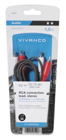 Vivanco B46/00 15 cavo audio 1,5 m 2 x RCA Nero
