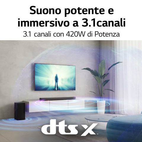LG Soundbar S65Q 420W 3.1 canali, Meridian, DTS Virtual:X, NOVITÀ 2022