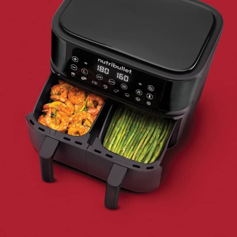NutriBullet Air Fryer Double Bac Doppia 8 L Indipendente 2850 W Friggitrice ad aria calda Nero