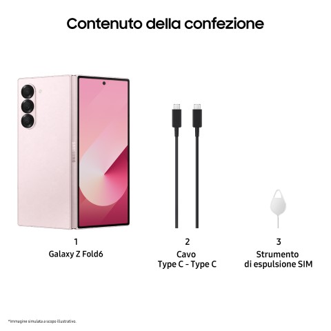 Samsung Galaxy Z Fold6 Smartphone AI, 512GB, RAM 12GB, Display 6,3"/7,6" Dynamic AMOLED 2X, Pink