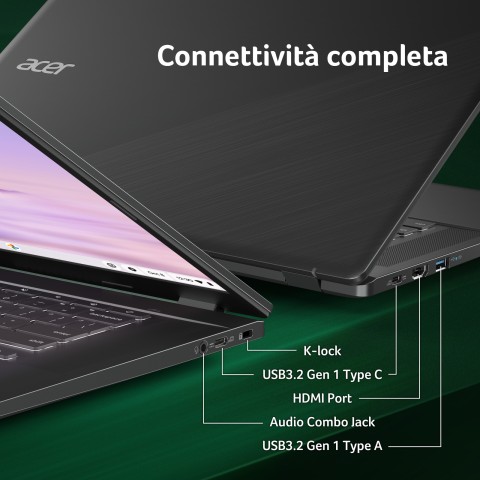 Acer Chromebook Plus 515 CB515-2H-34ZU Laptop con IA Google, 15.6" Full HD, Intel Core i3-1215U, 8GB DDR5-SDRAM, 256GB SSD, Wi-Fi 6E (802.11ax), ChromeOS, Grigio, con funzioni di intelligenza artificiale