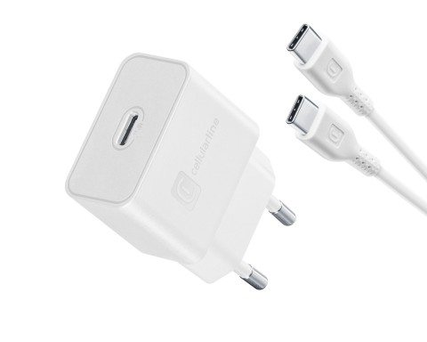 Cellularline Super Fast Charger Kit 25W - USB-C to USB-C - Samsung Caricabatterie da rete Super Fast Charge PD 25W con cavo USB-C to USB-C