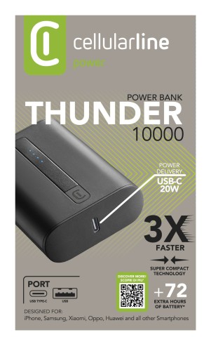 Cellularline Power Bank THUNDER 10000 Caricabatterie portatile extra compatto