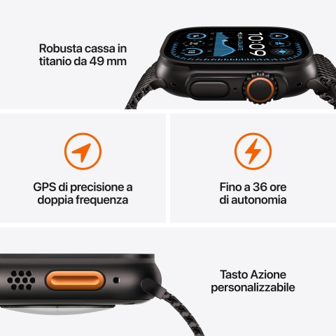 Apple Watch Ultra 2 GPS + Cellular 49mm Cassa in Titanio con Blue Trail Loop - M/L