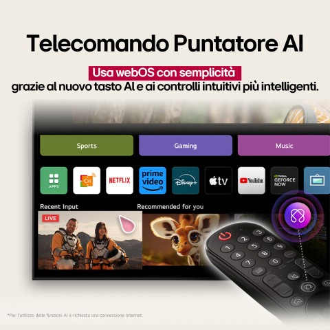 LG QNED AI 75QNED80A6A TV Serie QNED80 75'' 4K, α7 Gen8, HDR10, 20W, 3 HDMI con Game Optimizer, Smart TV WebOS 25