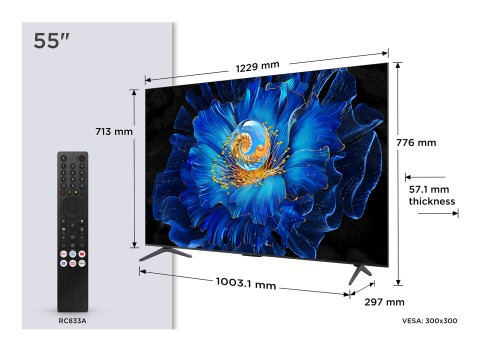 TCL C69KS Serie Smart TV QD-MiniLED 4K 55" 55C69KS, audio Onkyo 2.1, Dolby Vision & Atmos, Google TV