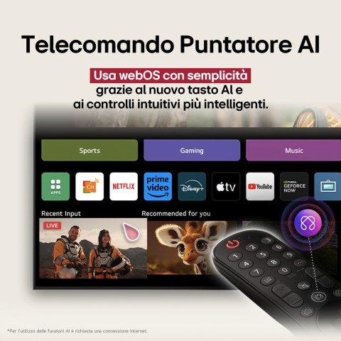 LG OLED AI OLED77B56LA TV Serie B5 77'' 4K, α8 Gen2, Dolby Vision, 20W, 4 HDMI con VRR 120Hz, G-Sync, Smart TV WebOS 25
