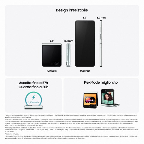 Samsung Galaxy Z Flip5 Smartphone AI RAM 8GB Display 3,4" Super AMOLED/6,7" Dynamic AMOLED 2X Cream 256GB