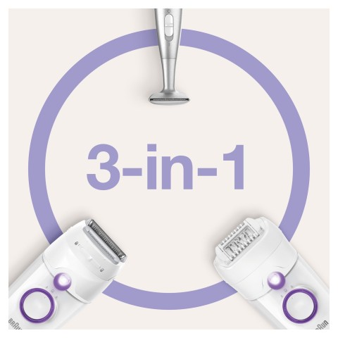 Braun Silk-épil 5 -825 Power Epilatore Donna Primi Utilizzi Delicato Con Filo Senza Interruzioni, Testina Radente, Cappuccio Regolatore