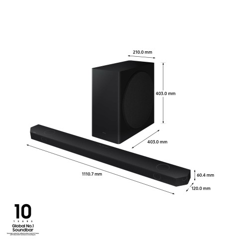 Samsung Soundbar HW-Q800D/ZF Serie Q, 11 Speaker, Wireless Dolby Atmos, Audio a 5.1.2 Canali, Q-Simphony, Alexa integrato e compatibile con Google Assistant, Black 2024