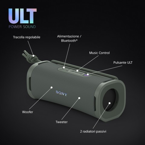 Sony ULT FIELD 1 - Speaker portatile wireless Bluetooth con ULT POWER SOUND, bassi potenti, IP67, impermeabile, antipolvere, antiurto, batteria da 12 ore, qualità chiamata chiara, anche da esterno, viaggio