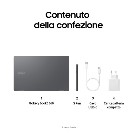 Samsung Galaxy Book5 360 Intel Core Ultra 5 226V Ibrido (2 in 1) 39,6 cm (15.6") Touch screen Full HD 16 GB LPDDR5x-SDRAM 512 GB SSD Wi-Fi 7 (802.11be) Windows 11 Home Grigio