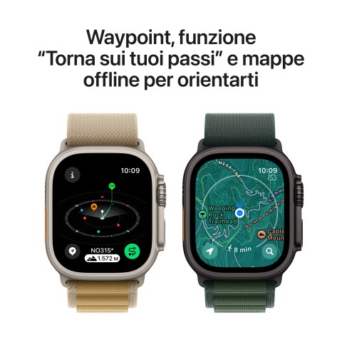 Apple Watch Ultra 2 GPS + Cellular 49mm Cassa in Titanio con Blue Trail Loop - M/L