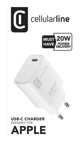Cellularline CARICABATTERIA RETE APPLE 20W SMALL BIANCO Caricabatterie da rete USB-C 20W in micropack