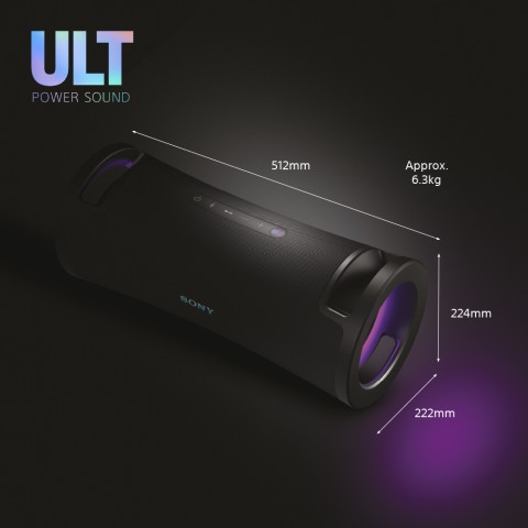 Sony ULT FIELD 7 - Speaker portatile wireless Bluetooth con ULT POWER SOUND, Ultimate Deep BASS, X Balanced Speaker, batteria da 30 ore, IP67, impermeabile, illuminazione a LED, microfono, ingresso per chitarra - Nero