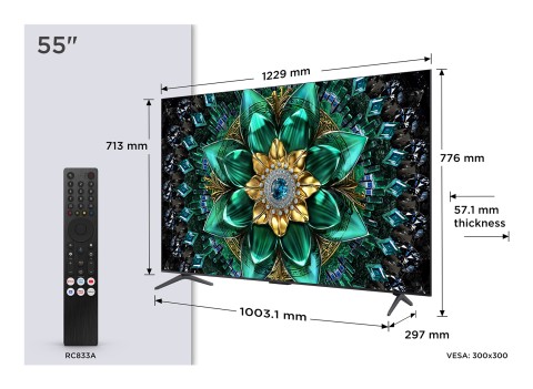 TCL Q6C Serie Smart TV QD-MiniLED 4K 55" 55Q6C, audio Onkyo 2.1, Dolby Vision IQ & Atmos, Google TV