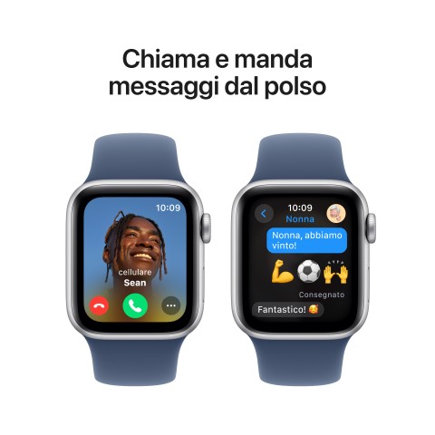 Apple Watch SE GPS 40mm Cassa in Alluminio Color Argento con Denim Sport Band - S/M