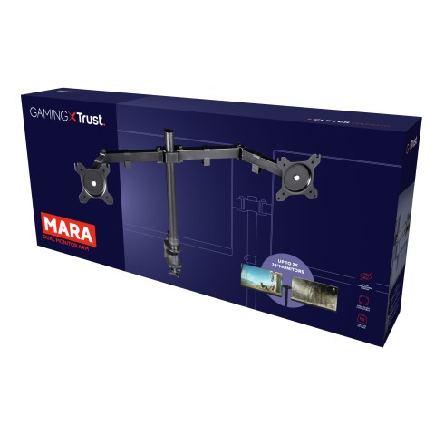 Trust GXT 1120 Mara Dual Monitor Arm 81,3 cm (32") Scrivania Nero