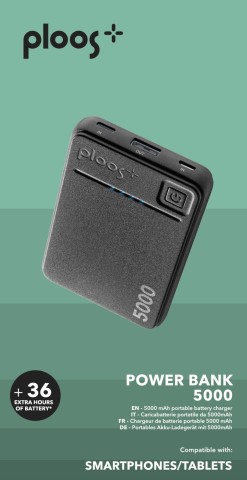 PLOOS POWER BANK 5000 Caricabatterie Portatile 5000mAh