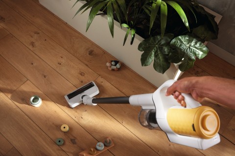 Miele Duoflex HX1 Aspirapolvere a bastone 2 in 1 Batteria Secco Filtro igienico Senza sacchetto Bianco, Giallo 2,5 Ah