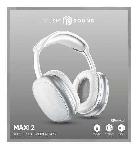 Music Sound Maxi2 Cuffie around-ear Maxi2 Bluetooth 5.0 : cuffie around-the-ear dal design moderno e colorato, che garantiscono un suono potente e bilanciato e un alto comfort d'utilizzo