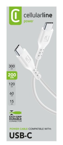 Cellularline Power Cable 200cm - USB-C to USB-C Cavo USB-C to USB-C per ricarica e trasferimento dati
