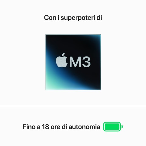 Apple MacBook Air 13": Chip M3 con CPU 8-core e GPU 8‑core, 256GB SSD - Grigio siderale