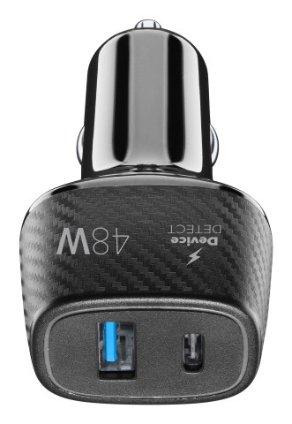 Cellularline Car Multipower Ultra - iPhone, Samsung, Xiaomi, Oppo and other Smartphones and Tablets Caricabatterie da auto veloce con porta USB e porta USB-C