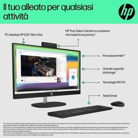 HP 23.8 inch All-in-One 24-cr0044nl PC Intel® Core™ i3 i3-1315U 60,5 cm (23.8") 1920 x 1080 Pixel PC All-in-one 8 GB DDR4-SDRAM 512 GB SSD Windows 11 Home Wi-Fi 6 (802.11ax) Bianco
