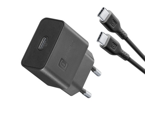 Cellularline Super Fast Charger Kit 25W - USB-C to USB-C - Samsung Caricabatterie da rete Super Fast Charge PD 25W con cavo USB-C to USB-C