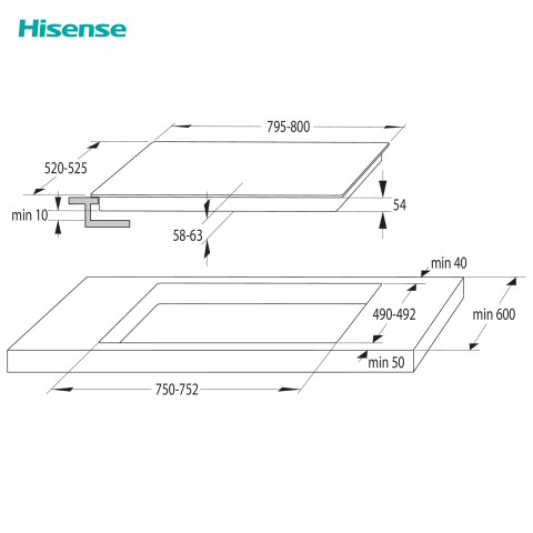 Hisense HI8421BSC piano cottura Nero Da incasso 80 cm Piano cottura a induzione 4 Fornello(i)