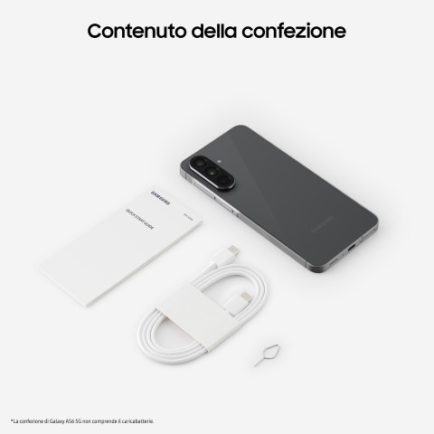 Samsung Galaxy A56 5G, Smartphone con Funzioni intelligenti, Display Super AMOLED 6.7”, 8GB RAM, 256GB, Camera 50MP, Batteria 5.000 mAh, IP67, Awesome Graphite