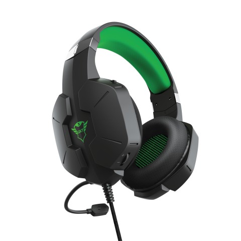 Trust GXT 323X Carus Auricolare Cablato A Padiglione Gaming Nero, Verde
