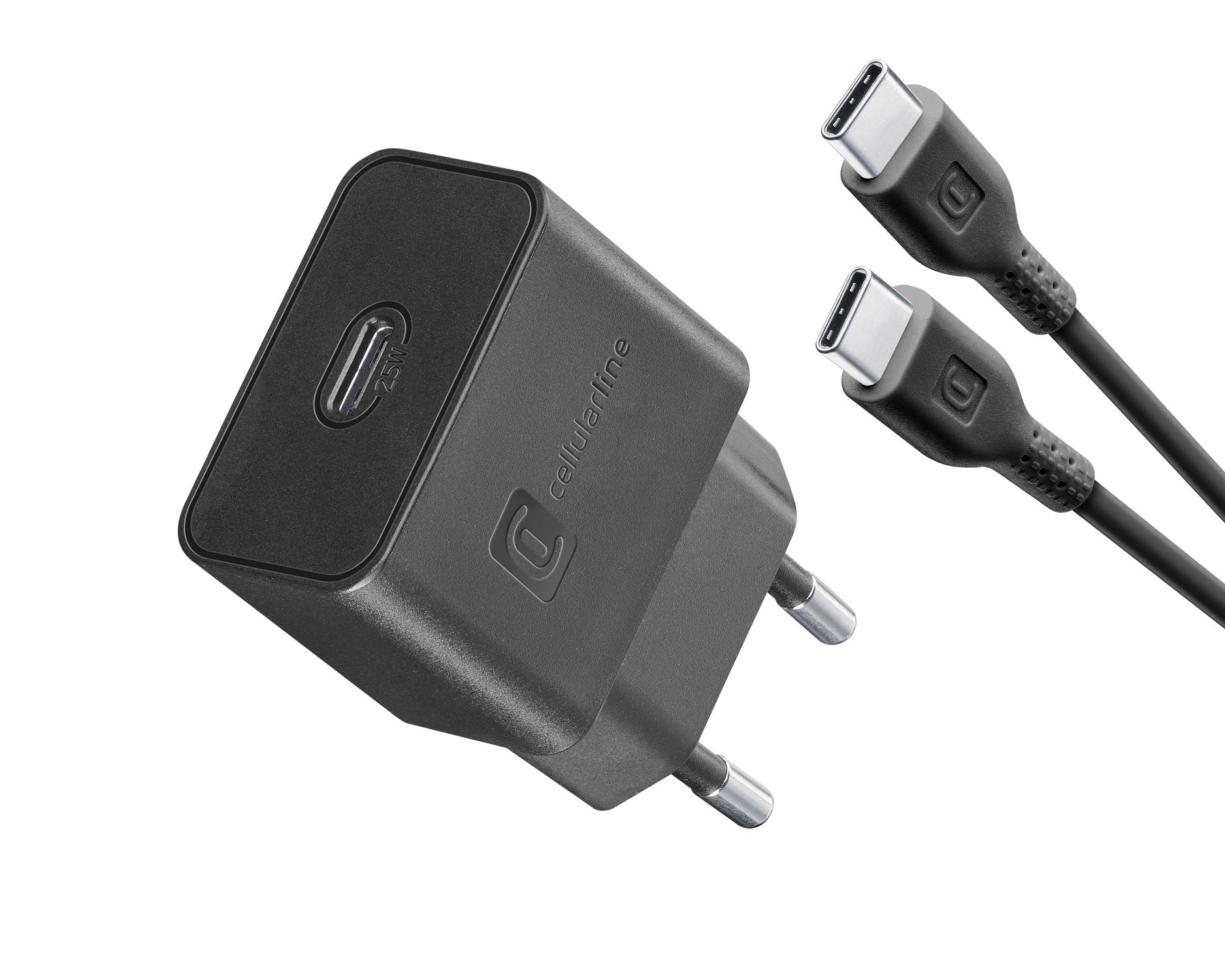 Cellularline Super Fast Charger Kit 25W - USB-C to USB-C - Samsung Caricabatterie da rete Super Fast Charge PD 25W con cavo USB-C to USB-C